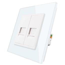 Інтернет розетка два RJ-45 Livolo білий скло (VL-C792C-11)