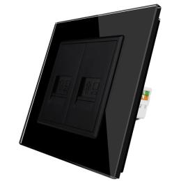 Інтернет розетка два RJ-45 Livolo чорний скло (VL-C792C-12)