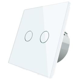 Сенсорна кнопка імпульсний вимикач прохідний димер 2 канали Livolo білий скло (VL-C702H-11)