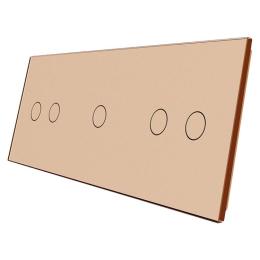 Сенсорна панель вимикача Livolo 5 каналів (2-1-2) золото скло (VL-C7-C2/C1/C2-13)