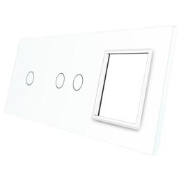 Сенсорна панель вимикача Livolo 3 каналів і розетки (1-2-0) білий скло (VL-C7-C1/C2/SR-11)