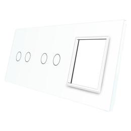 Сенсорна панель вимикача Livolo 4 канали і розетки (2-2-0) білий скло (VL-C7-C2/C2/SR-11)
