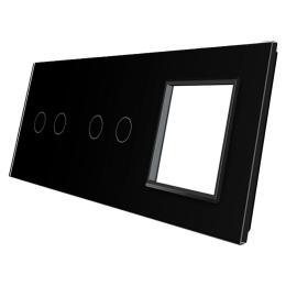 Сенсорна панель вимикача Livolo 4 канали і розетки (2-2-0) чорний скло (VL-C7-C2/C2/SR-12)