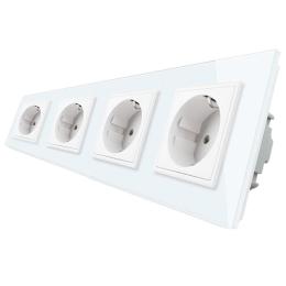 Розетка чотиримісна з заземленням Livolo 16А білий скло (VL-C7C4EU-11)
