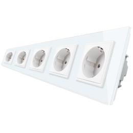 Розетка 5-ти місна з заземленням Livolo 16А білий скло (VL-C7C5EU-11)