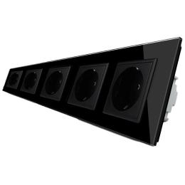 Розетка 5-ти місна з заземленням Livolo 16А чорний скло (VL-C7C5EU-12)
