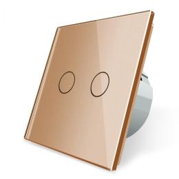 Сенсорний Wi-Fi вимикач Livolo ZigBee 2 канали золото скло (VL-C702Z-13)