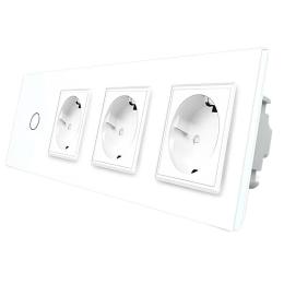 Сенсорний Wi-Fi вимикач Livolo ZigBee з трьома розетками білий скло (VL-C701Z/C7C3EU-11)