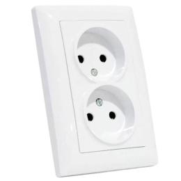 Розетка подвійна без заземлення біла Horoz Electric TINA (112-005-0018-010)