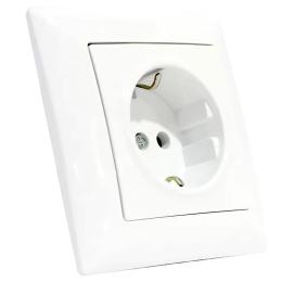 Розетка одинарна із заземленням біла Horoz Electric TINA (112-005-0009-010)