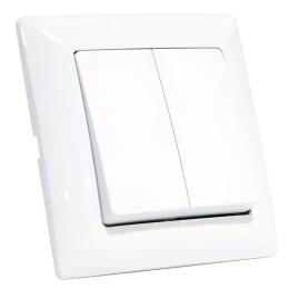 Вимикач 2-клавішний білий Horoz Electric TINA (112-005-0003-010)