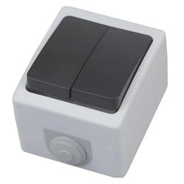 Вимикач накладний двоклавішний Horoz Electric ATOM (112-100-0006-010)