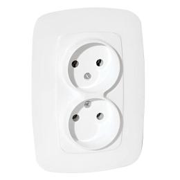 Розетка подвійна без заземлення біла Horoz Electric ELA (112-007-0007-010)