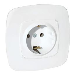 Розетка одинарна із заземленням біла Horoz Electric ELA (112-007-0006-010)