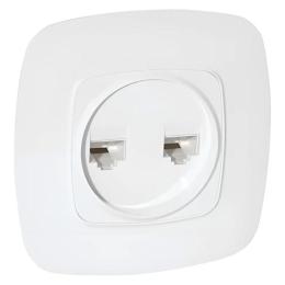 Розетка подвійна комп'ютерна біла Horoz Electric ELA (112-007-0017-010)