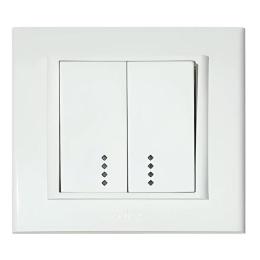 Вимикач 2-клавішний з підсвічуванням білий MINA