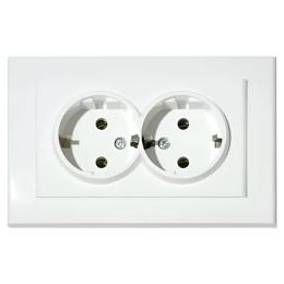 Розетка подвійна з заземленням біла MINA