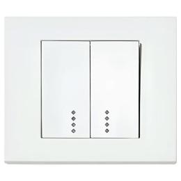 Вимикач 2-клавішнийз підсвічуванням білий GRANO