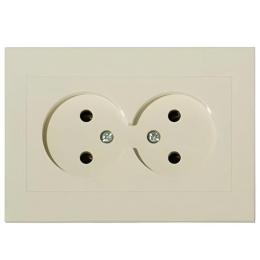 Розетка подвійна без заземлення кремова GRANO