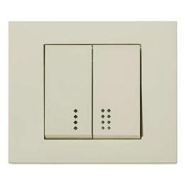 Вимикач 2-клавішний з підсвічуванням кремовий GRANO