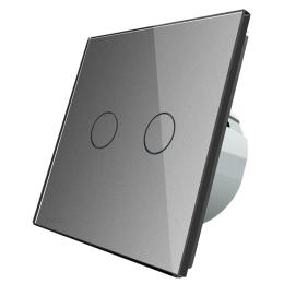 Сенсорна кнопка сухий контакт 2 канали Livolo сірий скло (VL-C702IH-15)