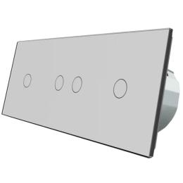Сенсорний вимикач Livolo 4 канали (1-2-1) сірий скло (VL-C701/C702/C701-15)