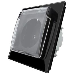 Розетка з кришкою IP44 Livolo чорний скло (VL-C7C1EUWF-12)