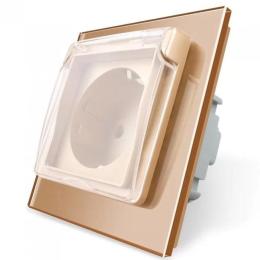Розетка з кришкою IP44 Livolo золото скло (VL-C7C1EUWF-13)