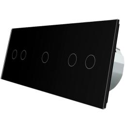Сенсорний вимикач Livolo 5 каналів (2-1-2) чорний скло (VL-C702/C701/C702-12)