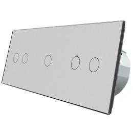 Сенсорний вимикач Livolo 5 каналів (2-1-2) сірий скло (VL-C702/C701/C702-15)