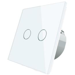 Безшумний сенсорний вимикач Livolo Silent 2 канали білий стекла (VL-C702Q-11)