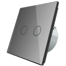 Безшумний сенсорний вимикач Livolo Silent 2 канали сірий стекла (VL-C702Q-15)