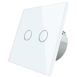 Безшумний сенсорний прохідний вимикач Livolo 2 канали білий скло (VL-C702SQ-11)