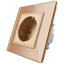 Розетка з заземленням Livolo 16А золото скло (VL-C7C1EU-13)