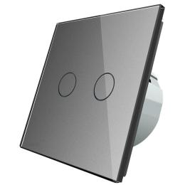 Сенсорний прохідний маршовий перехресний вимикач Livolo на 2 канали сірий скло (VL-C702S-15)