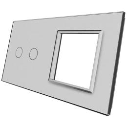 Сенсорна панель вимикача Livolo 2 канали і розетки (2-0) сірий скло (VL-C7-C2/SR-15)