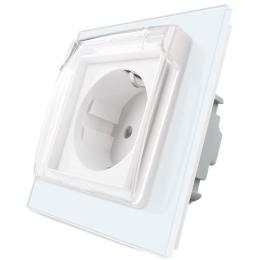 Розетка з кришкою IP44 Livolo білий скло (VL-C7C1EUWF-11)