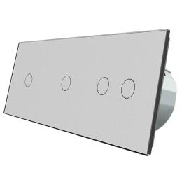 Сенсорний вимикач Livolo 4 канали (1-1-2) сірий скло (VL-C701/C701/C702-15)