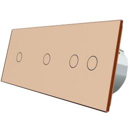 Сенсорний вимикач Livolo 4 канали (1-1-2) золото скло (VL-C701/C701/C702-13)