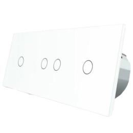 Сенсорний вимикач Livolo 4 канали (1-2-1) білий скло (VL-C701/C702/C701-11)