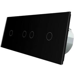 Сенсорний вимикач Livolo 4 канали (1-2-1) чорний скло (VL-C701/C702/C701-12)