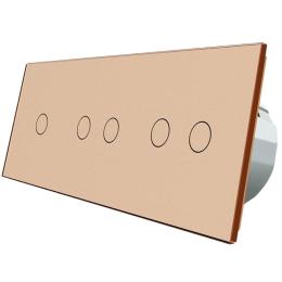 Сенсорний вимикач Livolo 5 каналів (1-2-2) золото скло (VL-C701/C702/C702-13)