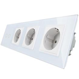Сенсорний вимикач Livolo 2 канали 3 розетки білий скло (VL-C702/C7C3EU-11)