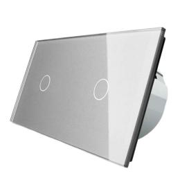 Безконтактний вимикач Livolo 2 канали (1-1) сірий скло (VL-C701/C701-PRO-15)