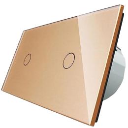 Безконтактний вимикач Livolo 2 канали (1-1) золото скло (VL-C701/C701-PRO-13)