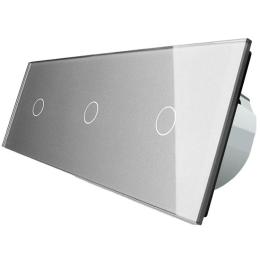Безконтактний вимикач Livolo 3 канали (1-1-1) сірий скло (VL-C701/C701/C701-PRO-15)