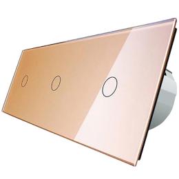 Безконтактний вимикач Livolo 3 канали (1-1-1) золото скло (VL-C701/C701/C701-PRO-13)