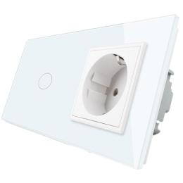 Безконтактний вимикач із розеткою Livolo білий скло (VL-C701/C7C1EU-PRO-11)