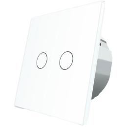 Сенсорний прохідний Wi-Fi вимикач Livolo ZigBee 2 канали білий скло (VL-C702SZ-11)