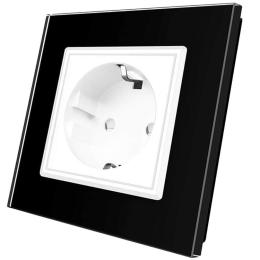 Розетка з заземленням Livolo чорний білий скло (VL-C7C1EU-12/11)